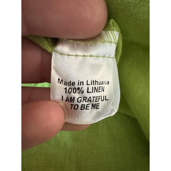 Flax Tunic Dress Womens 4-6 Green 100% Linen Sleeveless V Neck Tank Summer - Picture 5 of 8